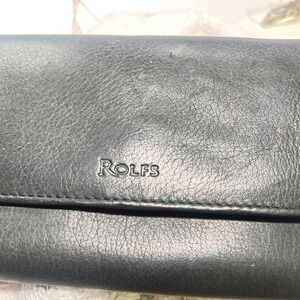 Vintage Rolfs Black Leather Checkbook Wallet Card Slots Coin Pocket Pen Holder